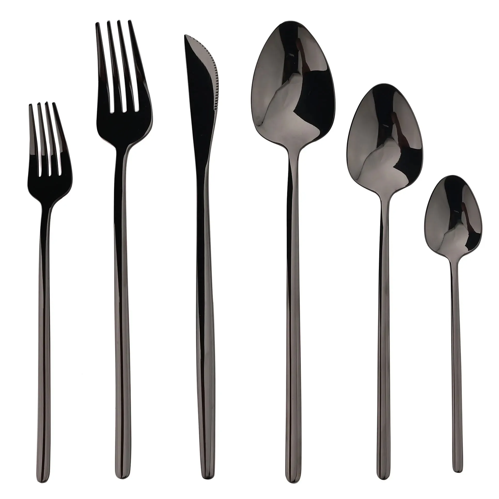 6 Piece Black Gold Stainless Steel Cutlery Set