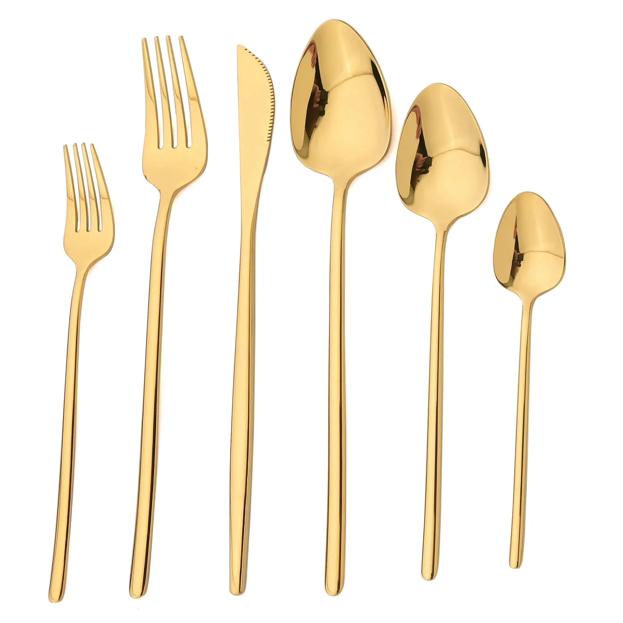 6 Piece Black Gold Stainless Steel Cutlery Set
