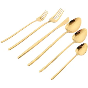 6 Piece Black Gold Stainless Steel Cutlery Set