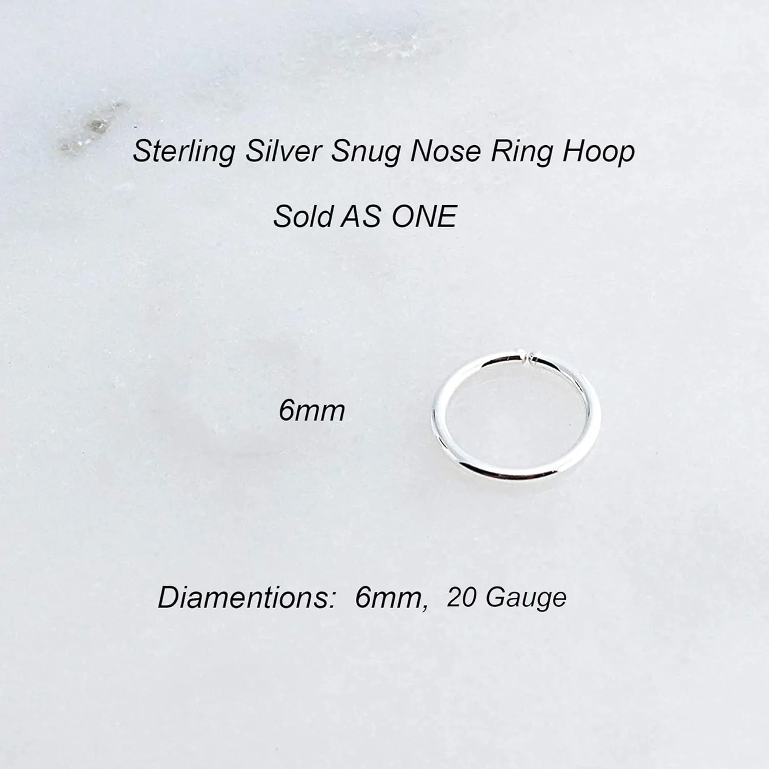 6mm 20 GA Sterling Silver Snug Fitting Nose Open Ring Hoop Huggie Piercing Jewelry for Women Sold As One (6mm / 20 gauge, Sterling Silver 925)