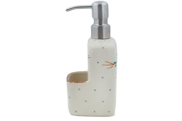 7" Soap dispenser with holder - Rustic Field Flowers Red