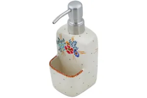 7" Soap dispenser with holder - Rustic Field Flowers Red