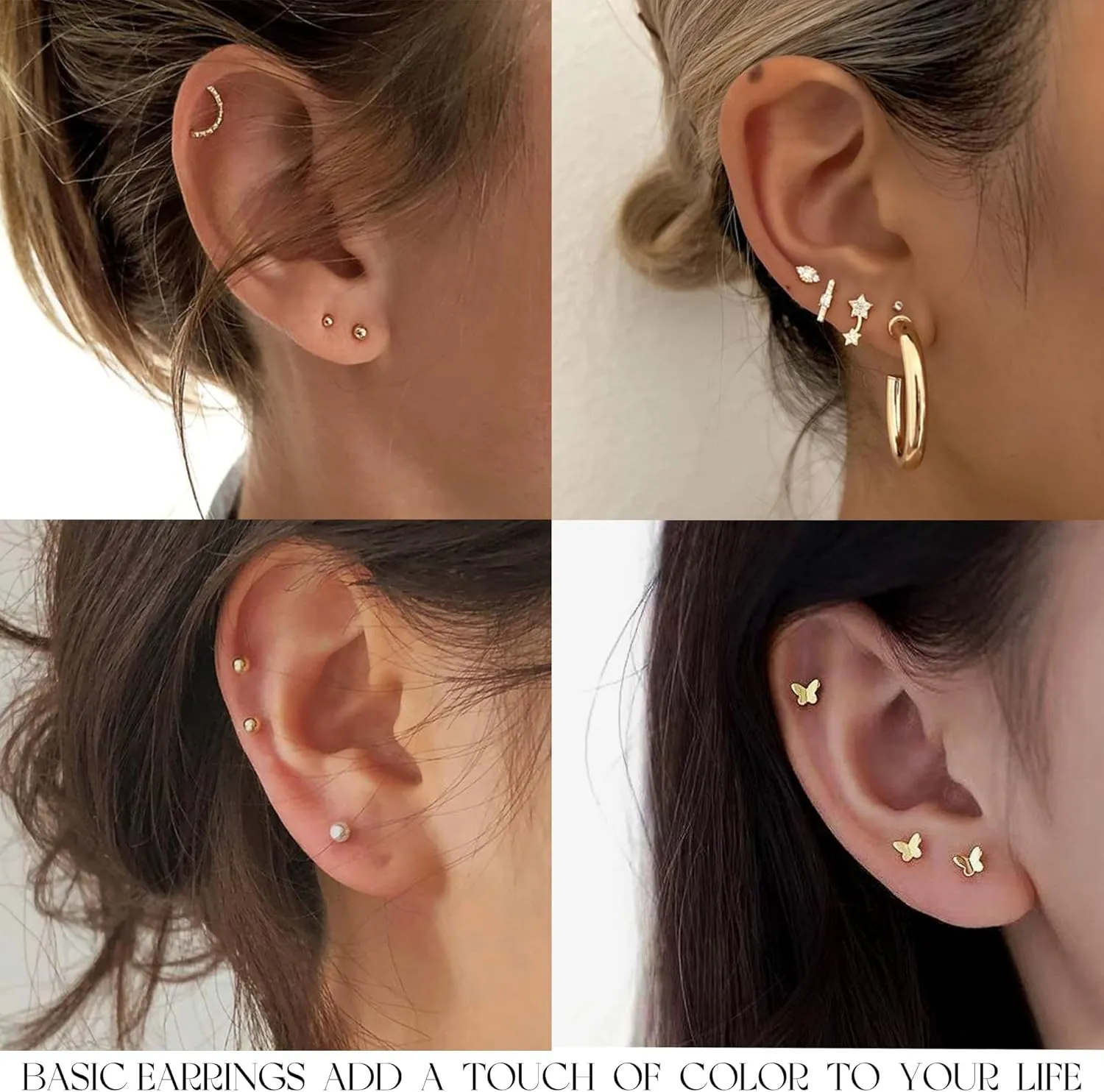 84 Pairs Gold Stud Earrings Set for Women Multipack, Fashion Pearl Cubic Zirconia Butterfly Earrings Packs Piercings, Hypoallergenic Stud Hoops Earrings for Gift