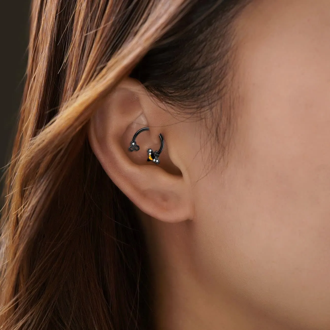 9 PCS 16G Stainless Steel Horseshoe Septum Rings for Women Cartilage Helix Tragus Earrings Daith Earrings Hoop Snake Bat Gothic Piercing Jewelry
