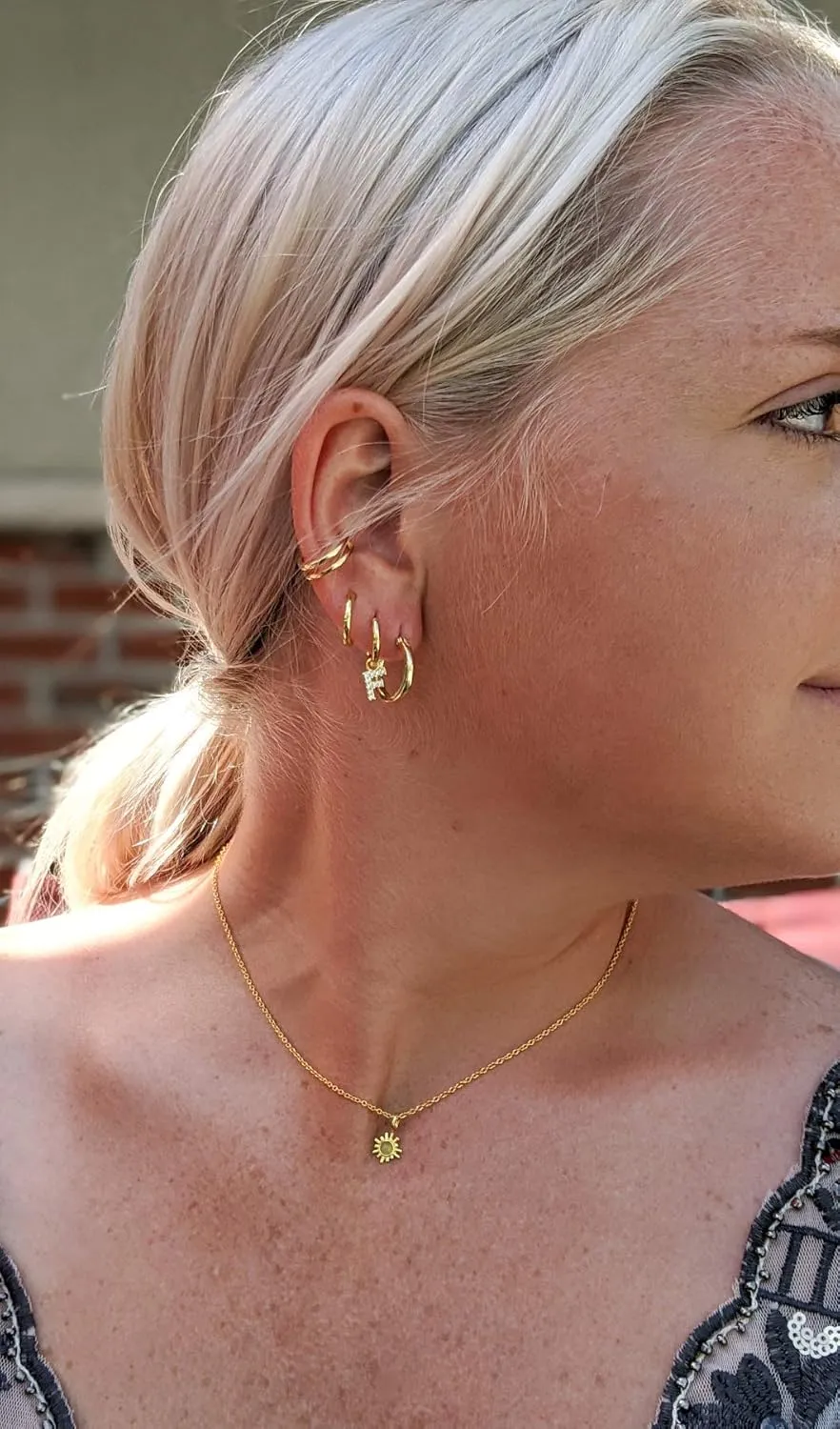 925 Sterling Silver 18K Gold Plated Huggie Ear Cuff for Women | Clip on Cartilage | Set of Three Ear Wraps