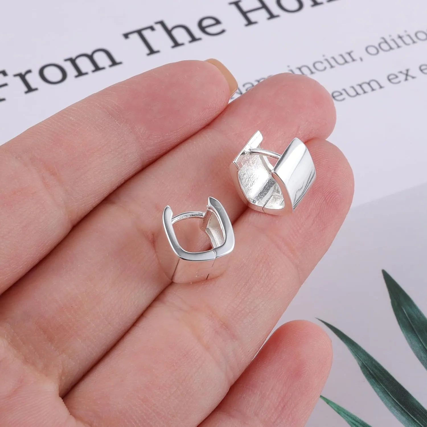 925 Sterling Silver Chunky Hoop Earrings for Women Hypoallergenic Silver Earrings Chunky Huggie Square Hoop Earrings Minimalist Silver Hoops Earrings for Jewelry Gifts