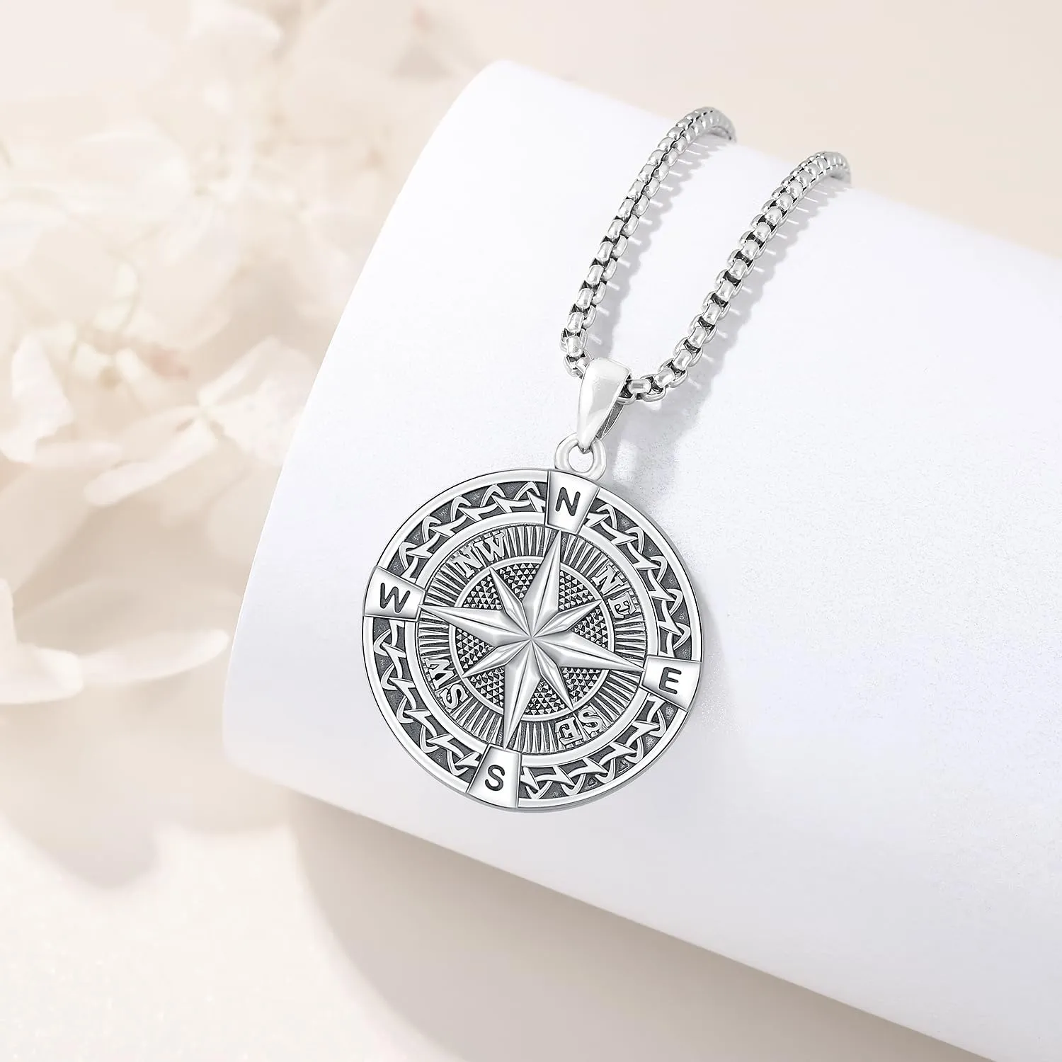925 Sterling Silver Compass Necklace for Women Men Nautical Pendant Jewelry Gift for Adventurers Compass Jewelry