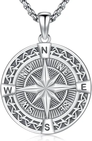925 Sterling Silver Compass Necklace for Women Men Nautical Pendant Jewelry Gift for Adventurers Compass Jewelry