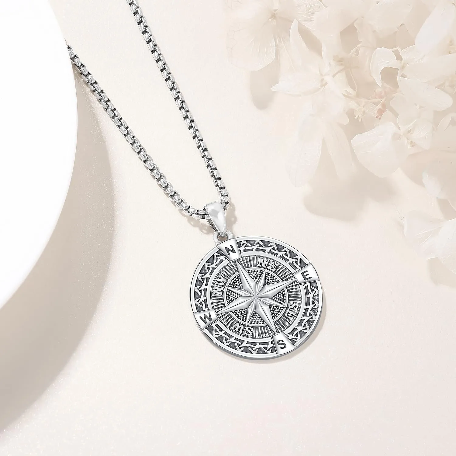 925 Sterling Silver Compass Necklace for Women Men Nautical Pendant Jewelry Gift for Adventurers Compass Jewelry