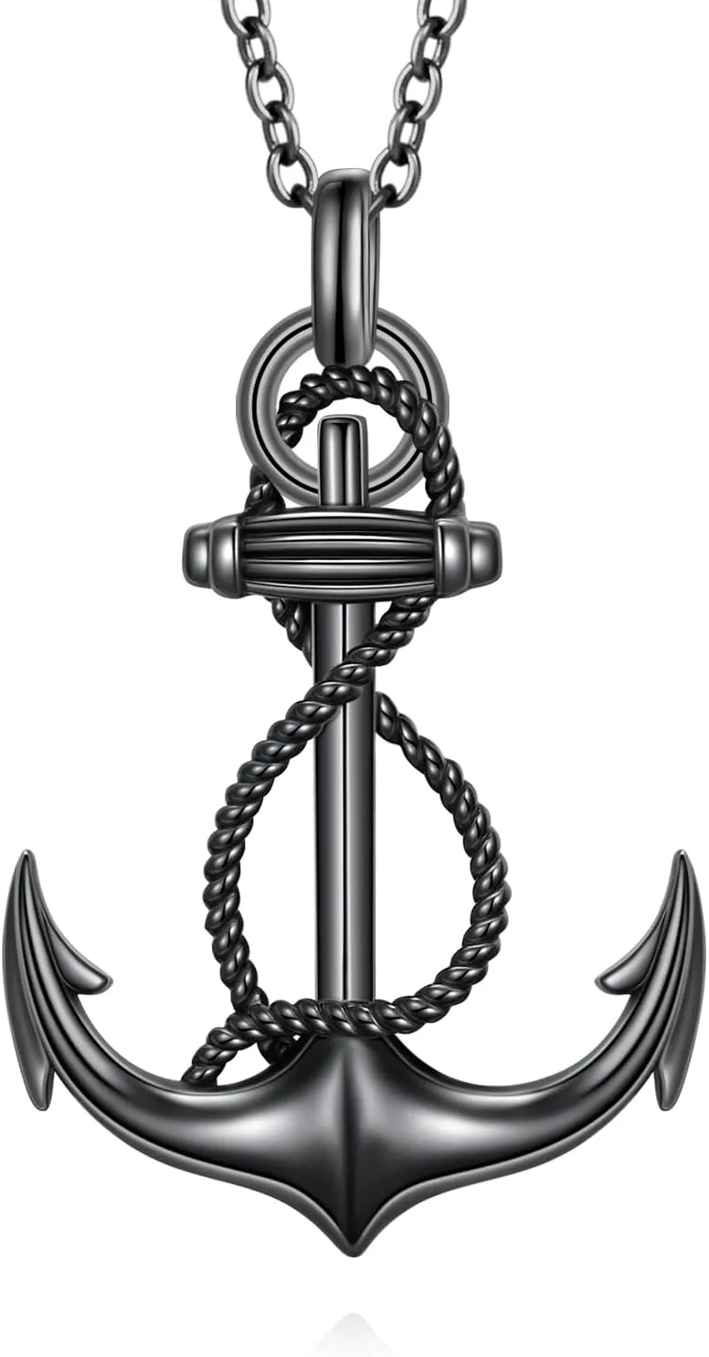 925 Sterling Silver Cubic Zirconia Sailing Necklace Anchor/Compass Nautical Charm Adjustable Chain Ocean Jewelry For Women Men