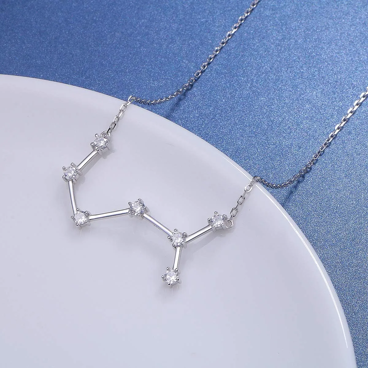 925 Sterling Silver CZ Astrology 12 Constellation Horoscope Sign Astrology Zodiac Star Necklace Birthday Jewelry for Women,18-20 inch