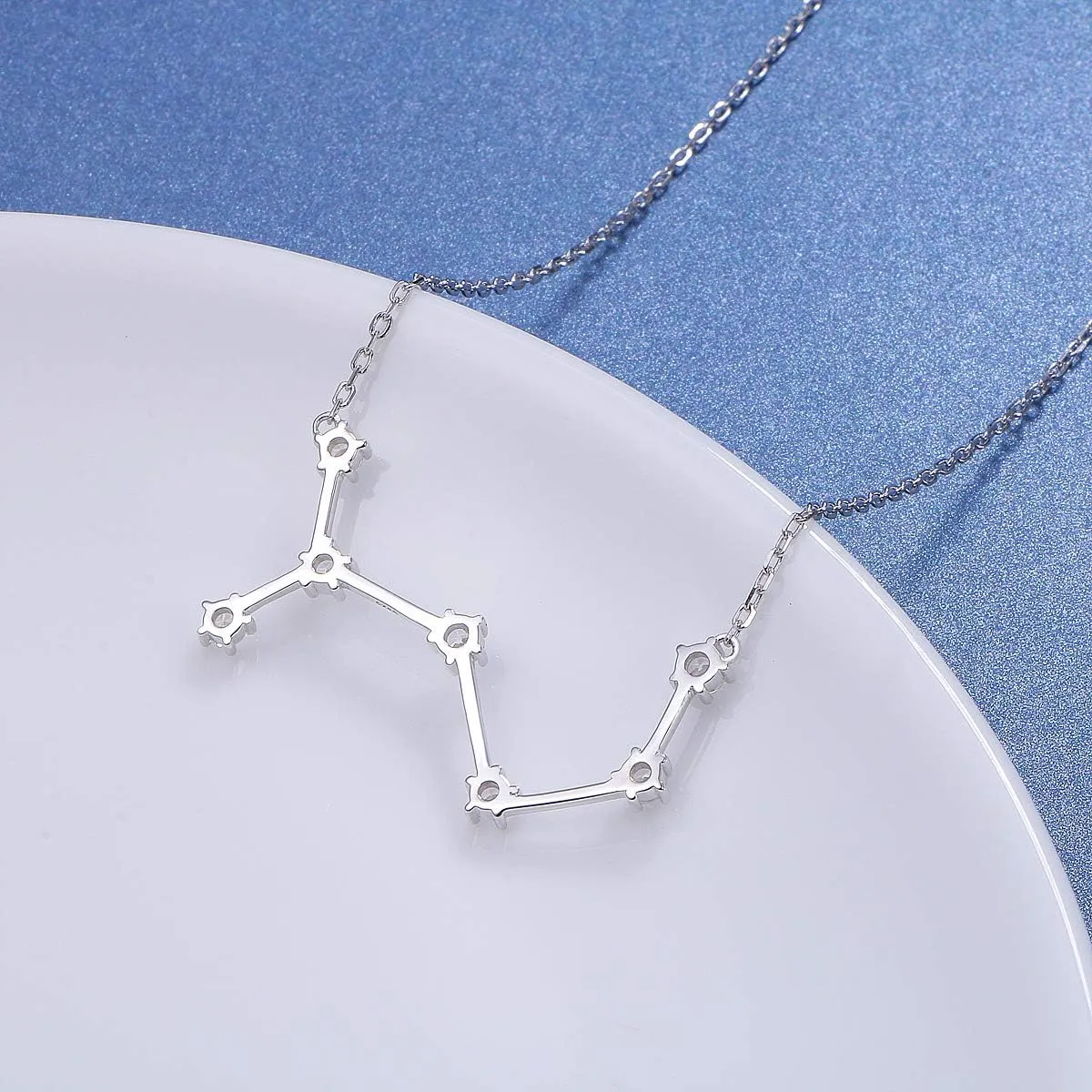 925 Sterling Silver CZ Astrology 12 Constellation Horoscope Sign Astrology Zodiac Star Necklace Birthday Jewelry for Women,18-20 inch