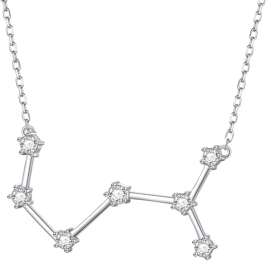 925 Sterling Silver CZ Astrology 12 Constellation Horoscope Sign Astrology Zodiac Star Necklace Birthday Jewelry for Women,18-20 inch