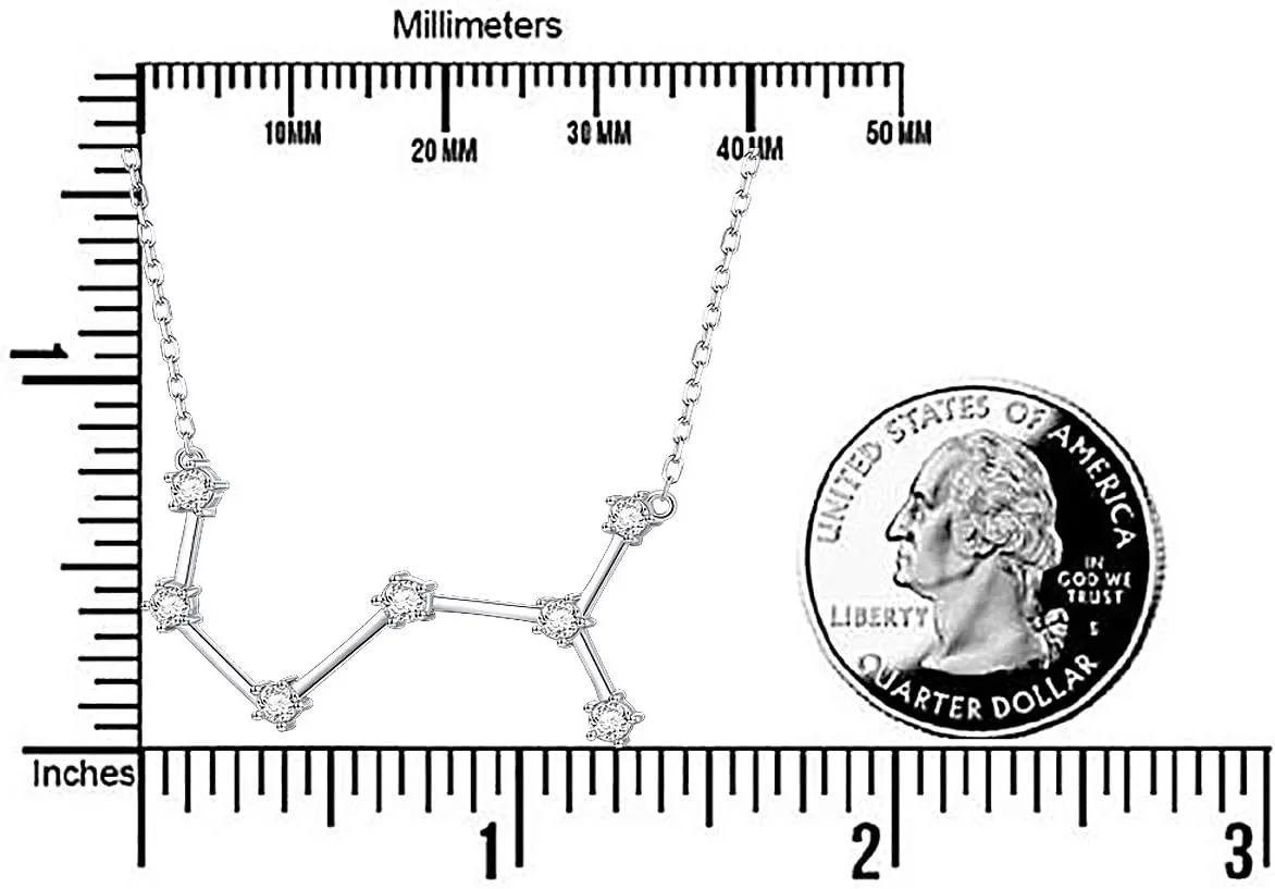 925 Sterling Silver CZ Astrology 12 Constellation Horoscope Sign Astrology Zodiac Star Necklace Birthday Jewelry for Women,18-20 inch