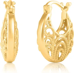 925 Sterling Silver Filigree Hoops Earrings for Women with Click Tops | Anti-Tarnishing, Lightweight & Secure Earrings for Women in Various Styles by MAX   STONE