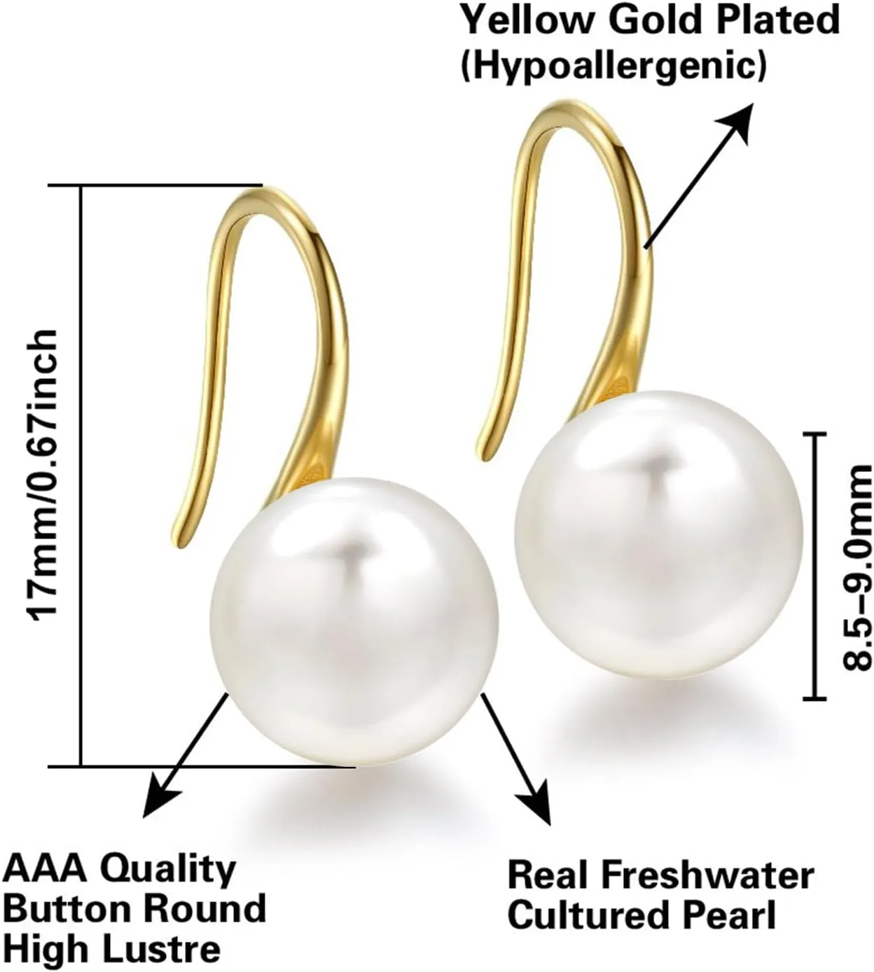 925 Sterling Silver Freshwater Cultured Handpicked AAA  Quality Pearl Drop Earring for Women