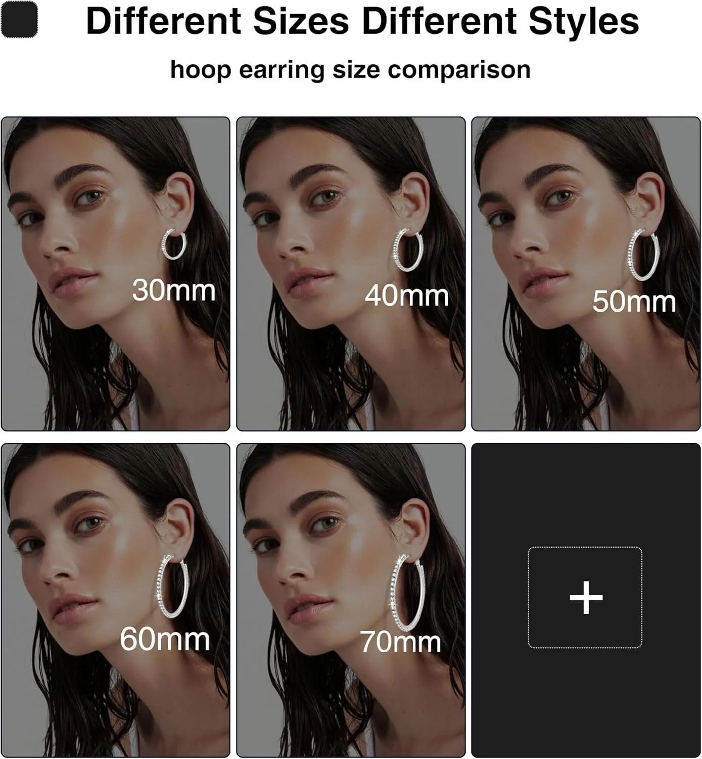 925 Sterling Silver Large Rhinestone Hoop Earrings for Women Girls Big Sparkly CZ Hoops Earring for Womens Thin Gold Plated Hoops Lightweight Hypoallergenic Non Tarnish Gifts 30 40 50 60 70mm