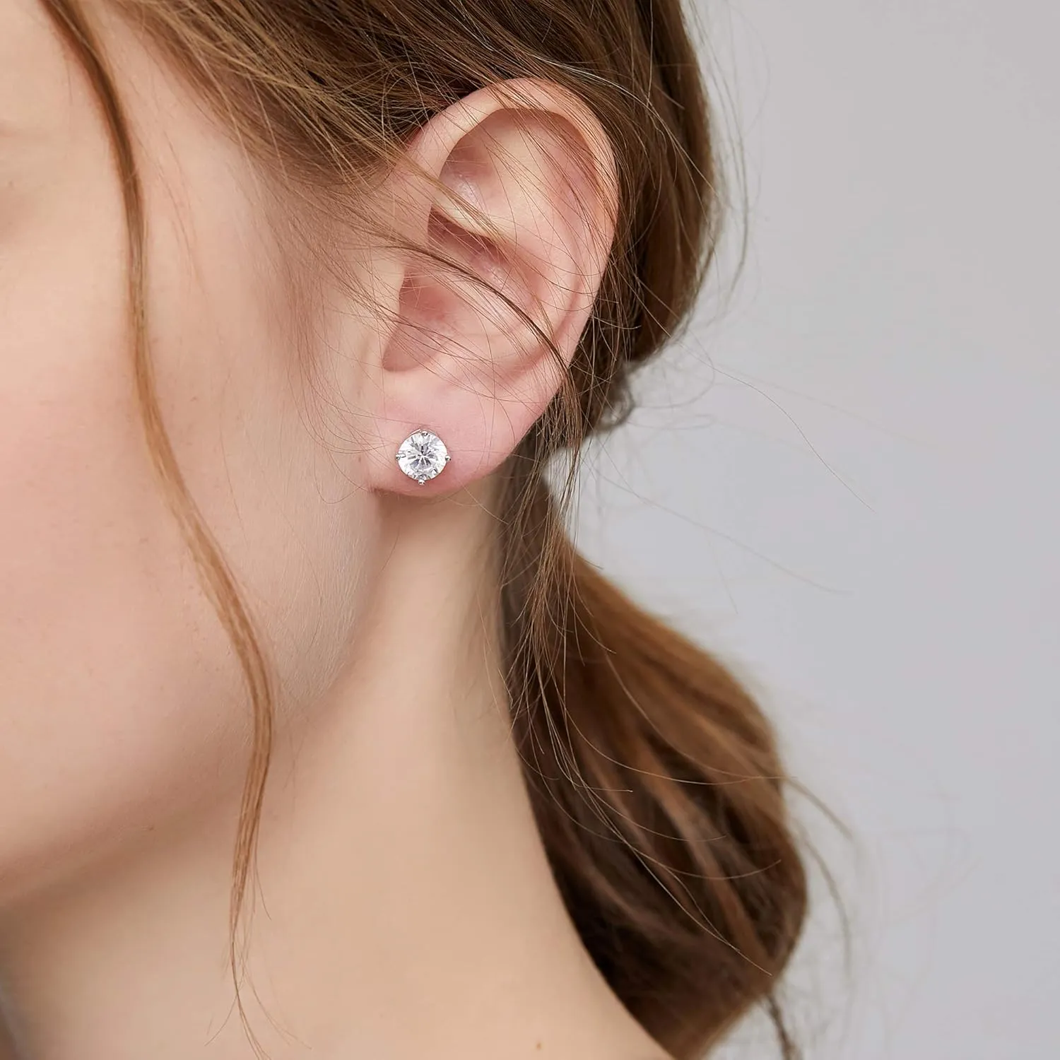 925 Sterling Silver Stud Earrings for Unisex, Stud Earring with 5A  Cubic Zirconia Hypoallergenic Earrings for Women Men 4MM-8MM