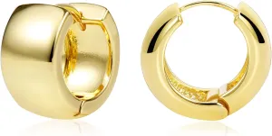 ALEXCRAFT Small Chunky Gold Hoop Earrings for Women Men 14k Gold Plated Thick Huggie Mini Hoops Women's Earring 8mm