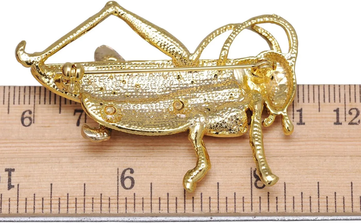 Alilang Genuine Crystal Rhinestone Jump Cricket Grasshopper Pin Brooch