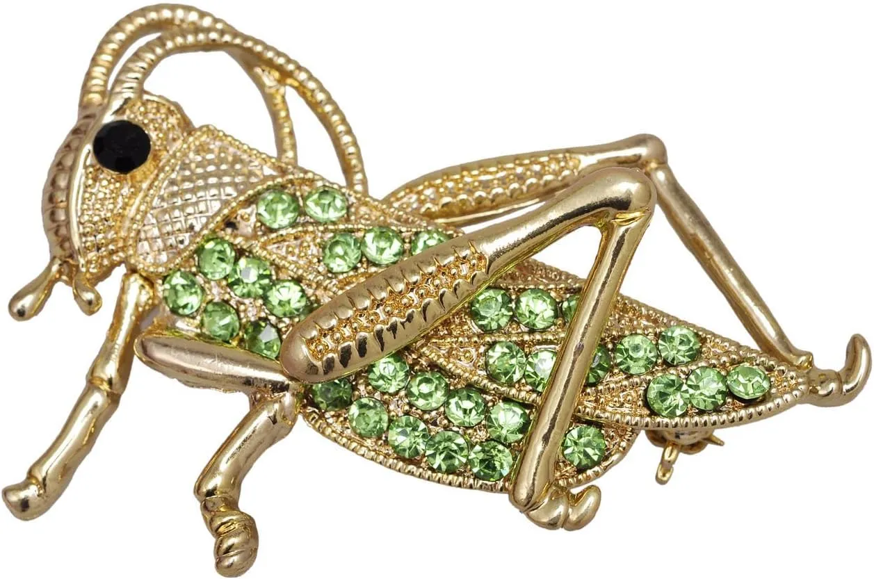 Alilang Genuine Crystal Rhinestone Jump Cricket Grasshopper Pin Brooch