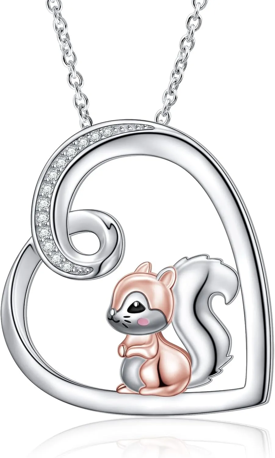 Alphm Heart Animal Necklace for Women 925 Sterling Silver Giraffe/Bunny/Squirrel/Panda/Hedgehog/Ladybug/Cat/Dachshund/Peacock Pendant Necklace Animal Jewelry Persents for Daughter Sister