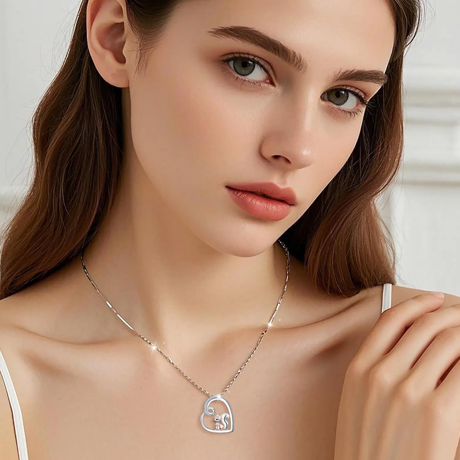 Alphm Heart Animal Necklace for Women 925 Sterling Silver Giraffe/Bunny/Squirrel/Panda/Hedgehog/Ladybug/Cat/Dachshund/Peacock Pendant Necklace Animal Jewelry Persents for Daughter Sister