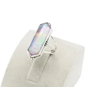 Amazing Aurora Opal Ring, 925 Sterling Silver, Aurora Opal Ring, 10X30 MM Fancy Rose Stone Ring, Statement Ring, Opal Ring, Womens Ring, Angel Aurora Opal Ring, Vintage Style, Christmas Day Gifts