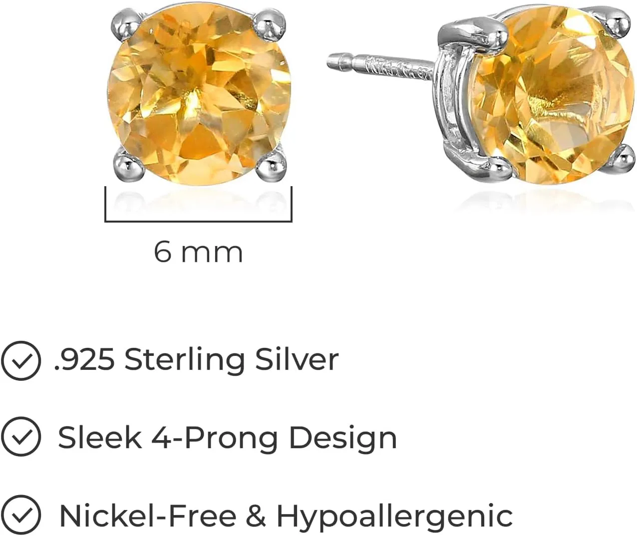 Amazon Essentials Sterling Silver Round Birthstone Stud Earrings (previously Amazon Collection)