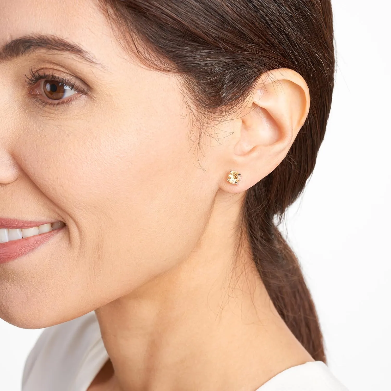 Amazon Essentials Sterling Silver Round Birthstone Stud Earrings (previously Amazon Collection)