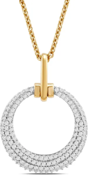 Amazon Essentials Yellow 14K Gold over Sterling Silver 1/4 Cttw Round White Diamonds Circle Pendant Necklace, 18 inch Rolo Chain