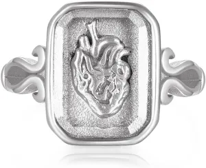 Anatomical Heart Ring Stainless Steel Faceted Crystal Zirconia Yours Heart for Women