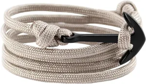 Anchor Bracelet Nautical Rope Paracord Bracelet Handmade Nylon Cord Motivational Wristband Sailor Charm Black Silver Adjustable Dorsal Wrist Wrap Men Women