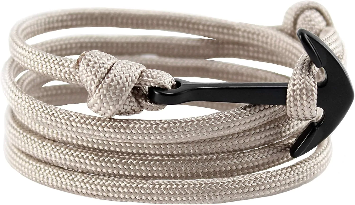 Anchor Bracelet Nautical Rope Paracord Bracelet Handmade Nylon Cord Motivational Wristband Sailor Charm Black Silver Adjustable Dorsal Wrist Wrap Men Women