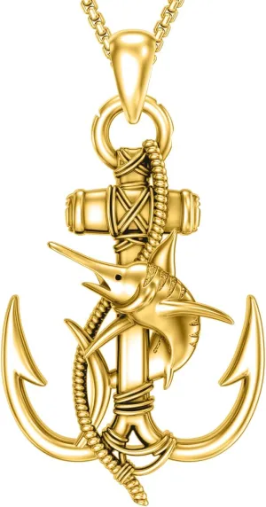 Anchor Necklace for Men Women 925 Sterling Silver Earth/Swordfish/Trident/Compass Pendant Nautical Jewelry for Birthday Christmas