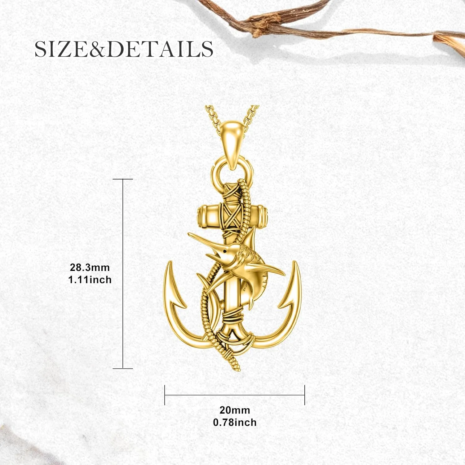 Anchor Necklace for Men Women 925 Sterling Silver Earth/Swordfish/Trident/Compass Pendant Nautical Jewelry for Birthday Christmas