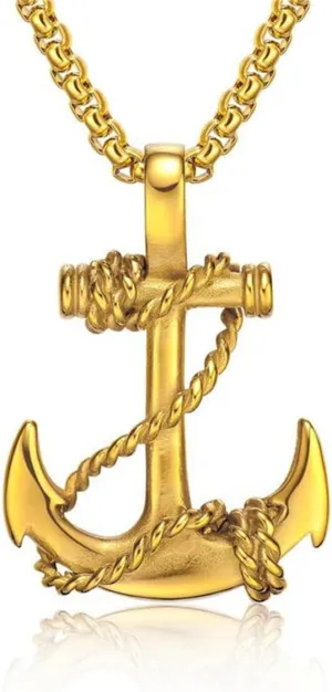 Anchor Necklace for Men,Vintage Pirate Necklace,Gothic Stainless Steel Pendant,Punk Anchor Chain Jewelry for Women