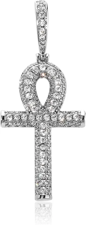 Ankh Cross Pendant 18K Gold Plated Fully Iced Out CZ Egyptian Ankh Religious Chain Necklace for Men Women