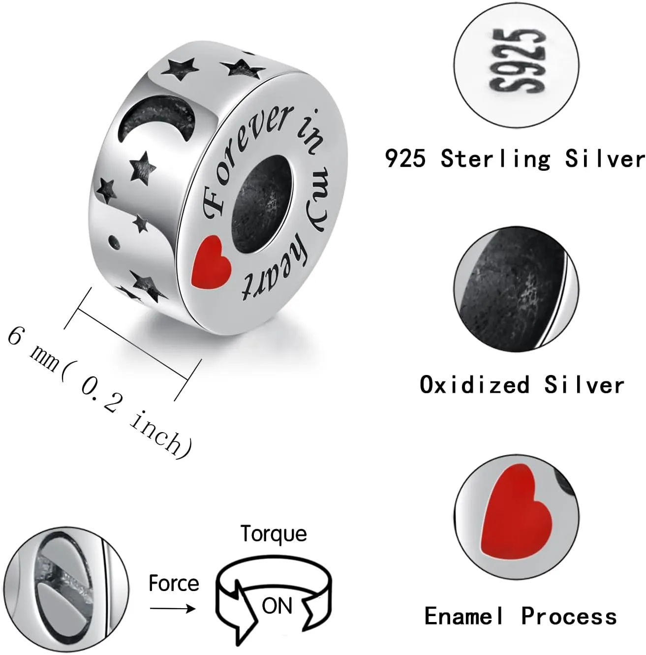 APOTIE Sterling Silver Cremation Urn Bead Charm for Bracelet Holds Ashes Keepsake Pendant Memorial Jewelry Gifts for Women Loss Loved One