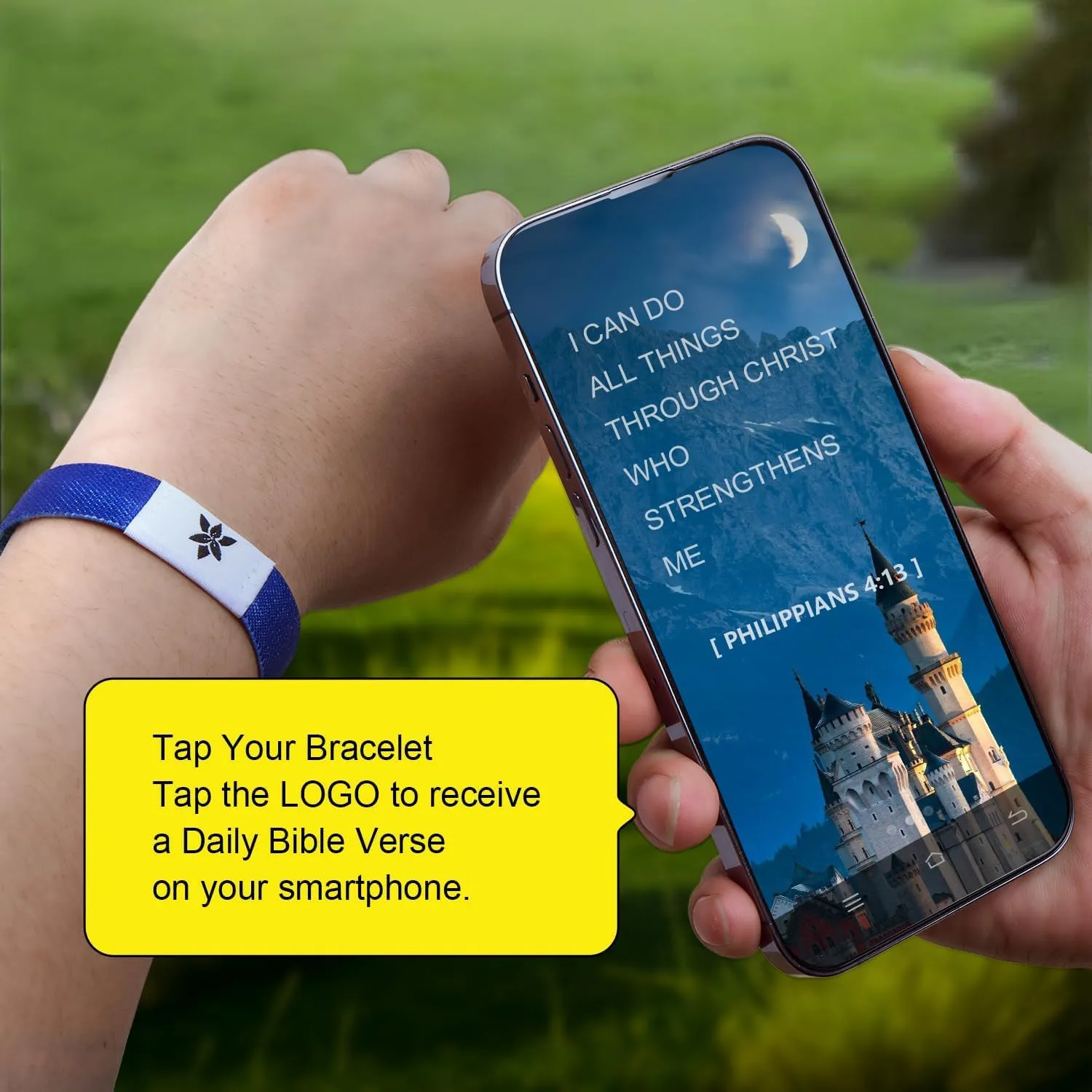 Apsvo Daily Bible Verse Bracelet Christian Bracelets for Men Women Scripture Tap Phone Bible Christian Religious Catholic Christmas Gifts
