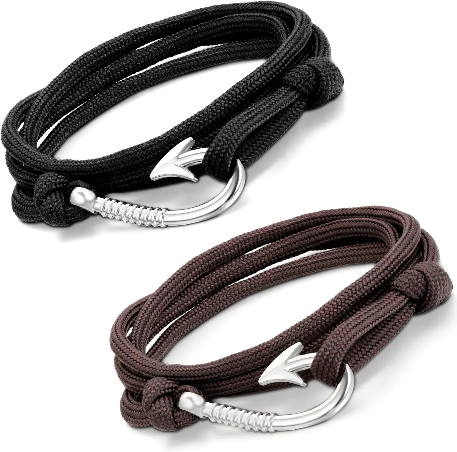 Aroncent Leather Braided Wrap Rope Bracelet for Men and Women - Nautical Anchor Design - Perfect for Valentine's Day or