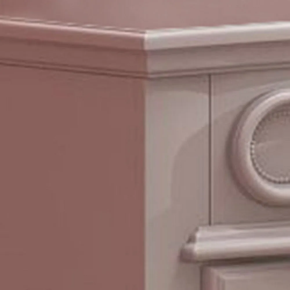 Auri 27 Inch Nightstand with 2 Drawer, Molded Trim Floral Motifs, White By Casagear Home