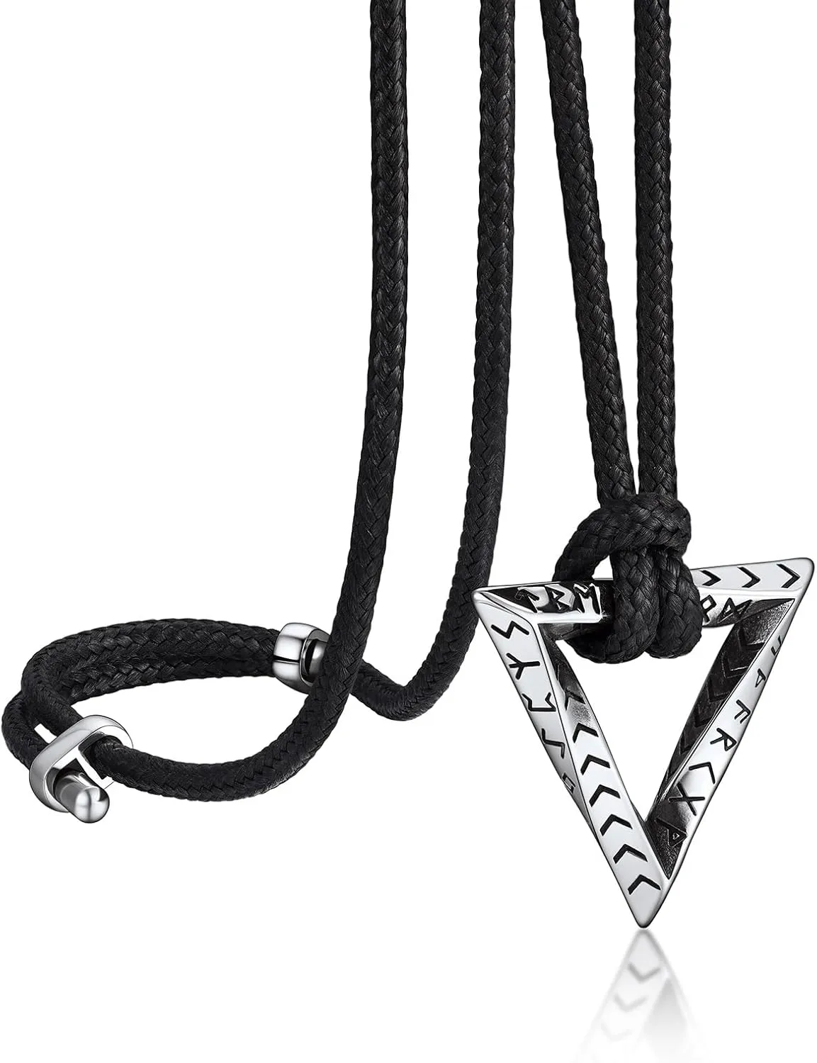 Bandmax Mens Viking Pendant Necklace Stainless Steel Thor Hammer Charm Viking Runes Charm Norse Amulet Jewelry Gift for Men Husband Father Son