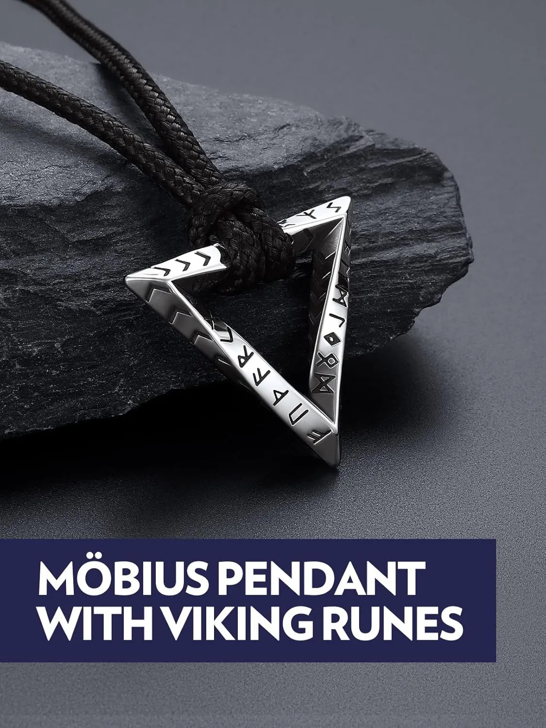 Bandmax Mens Viking Pendant Necklace Stainless Steel Thor Hammer Charm Viking Runes Charm Norse Amulet Jewelry Gift for Men Husband Father Son