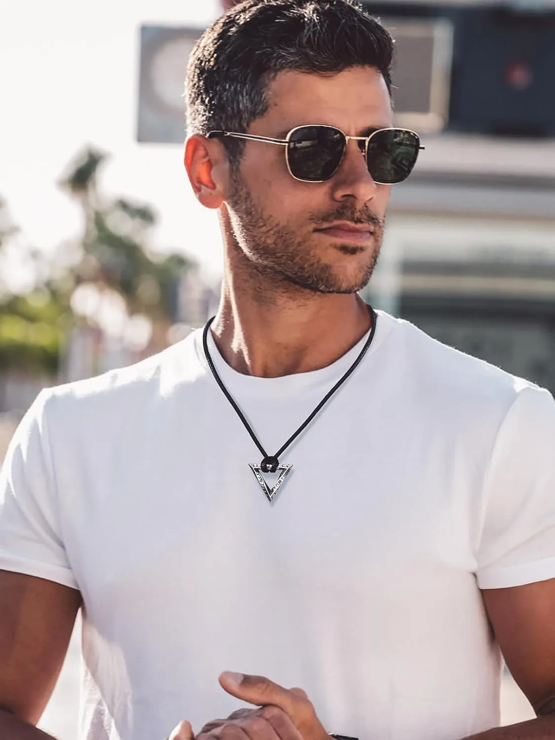 Bandmax Mens Viking Pendant Necklace Stainless Steel Thor Hammer Charm Viking Runes Charm Norse Amulet Jewelry Gift for Men Husband Father Son