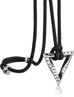 Bandmax Mens Viking Pendant Necklace Stainless Steel Thor Hammer Charm Viking Runes Charm Norse Amulet Jewelry Gift for Men Husband Father Son