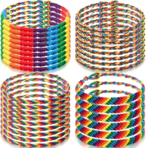 Batiyeer Rainbow LGBTQ Pride Bracelet, Handmade Braided Rainbow Friendship String Bracelet LGBTQ Wristband Adjustable Size Three tie rope colors for Gay & Lesbian Relationship