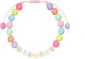 Big Sister Announcement Bracelet for Women Colorful Heart Beads Letter Bracelet Friendship Y2K Jewelry Gift