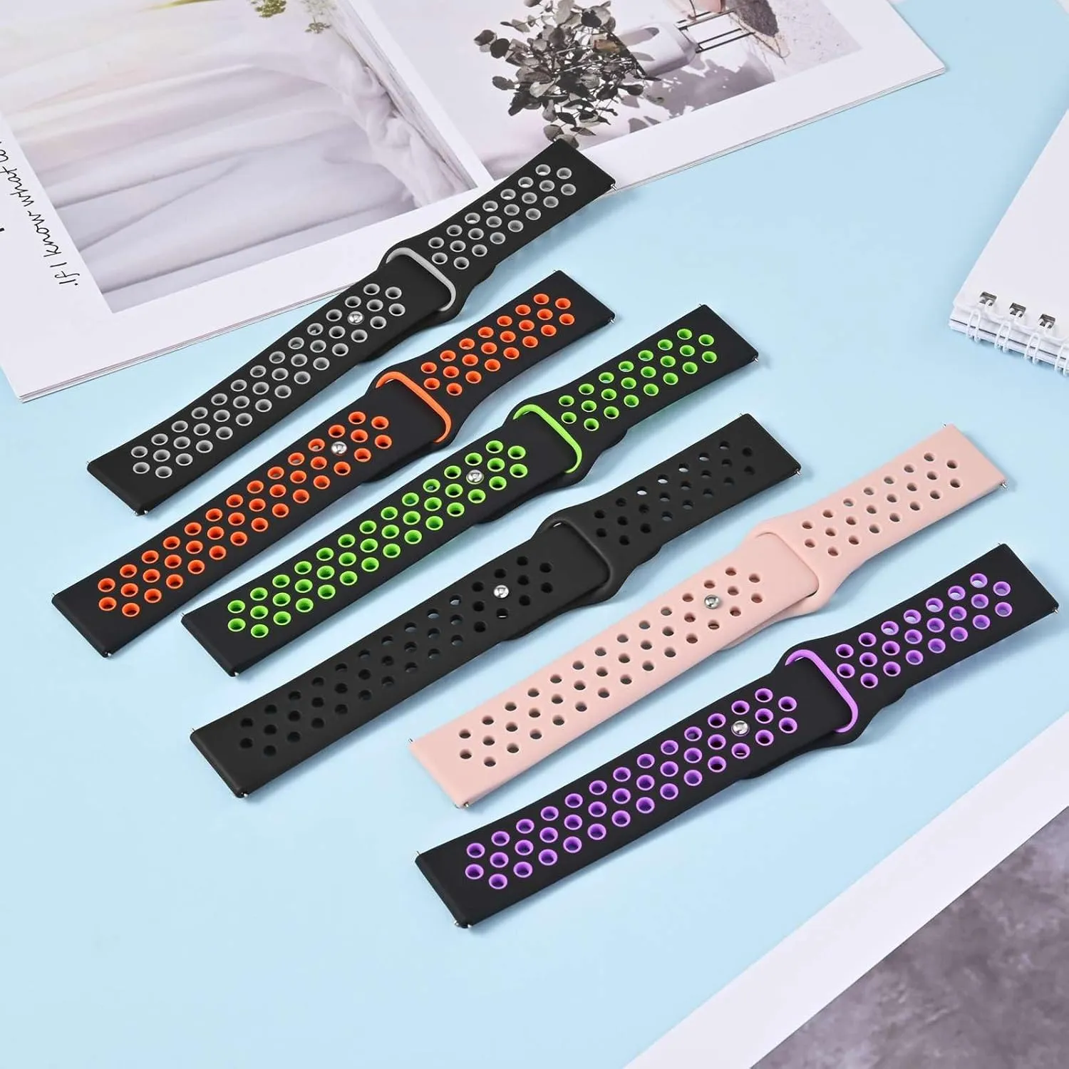 BISONSTRAP 20mm 22mm Watch Bands for Men and Women, Ventilated Silicone Watch Straps, Quick Release Sport Loop Band