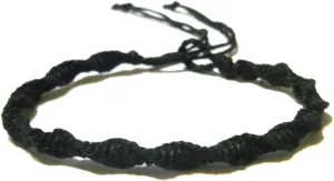 Black Anklet Bracelet Spiral Twisted Hemp - Hempnotic